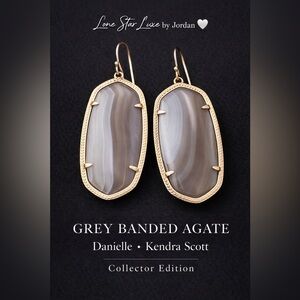 Kendra Scott Danielle Earrings Grey Banded Agate Gold | Elevated Neutral Luxe